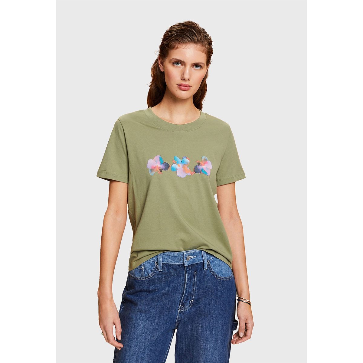 ESPRIT - Polera Manga Corta Con Estampado Floral Mujer Esprit ESPRIT