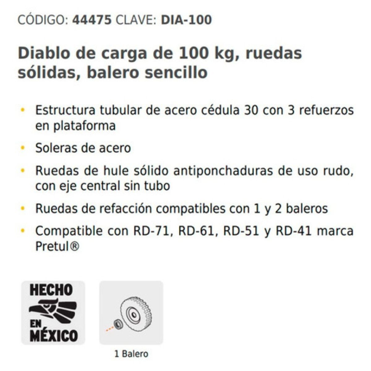 GENERICO - Carro De Carga Yegua De 100 Kg -fiero- Dia-100