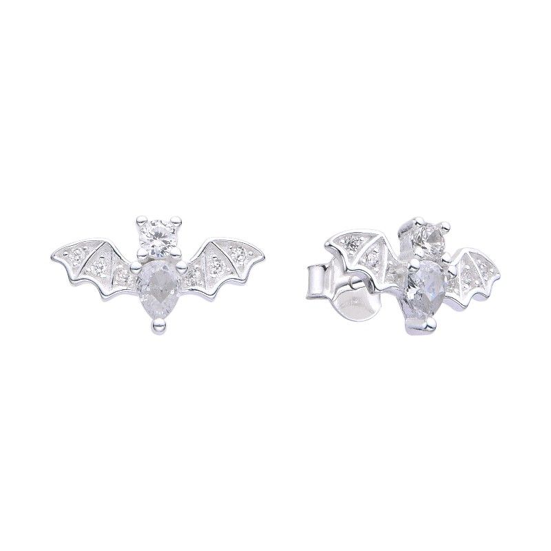 ANDREA COGGIOLA JOYAS - Aros murciélago circón plata fina 925