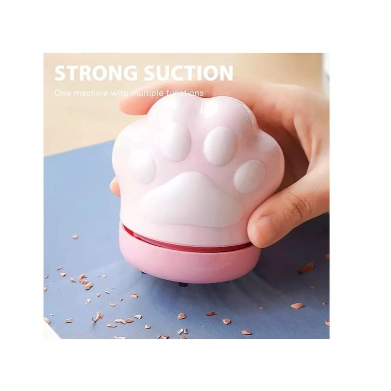 GENERICO - Mini Aspiradora De Escritorio Diseño Patita De Gato Rosada