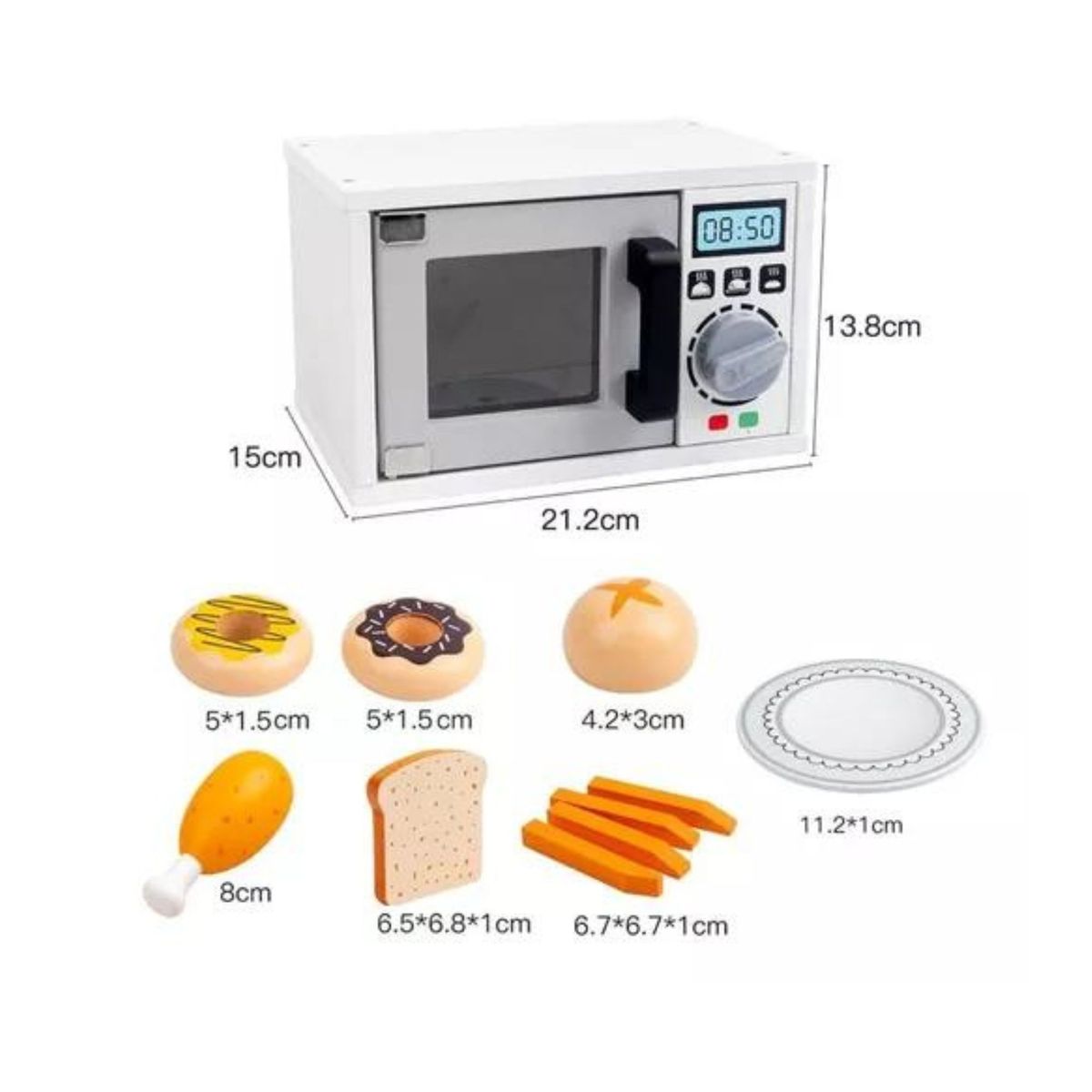 GENERICO - Set 3 Juego Didactico De Madera Microondas Tostador Cafetera