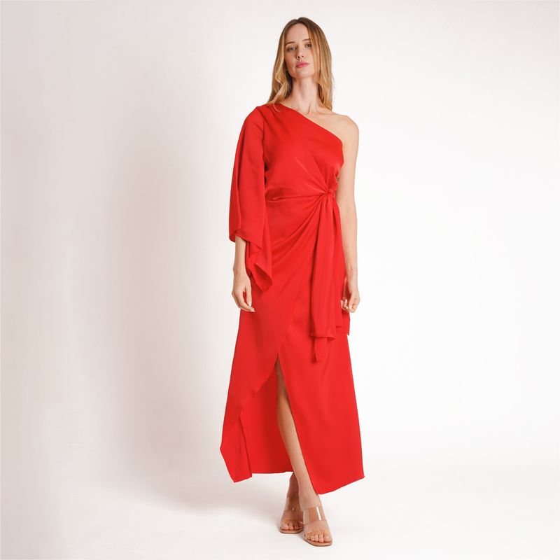 GUINDA - Vestido con Lazo Rant Guinda