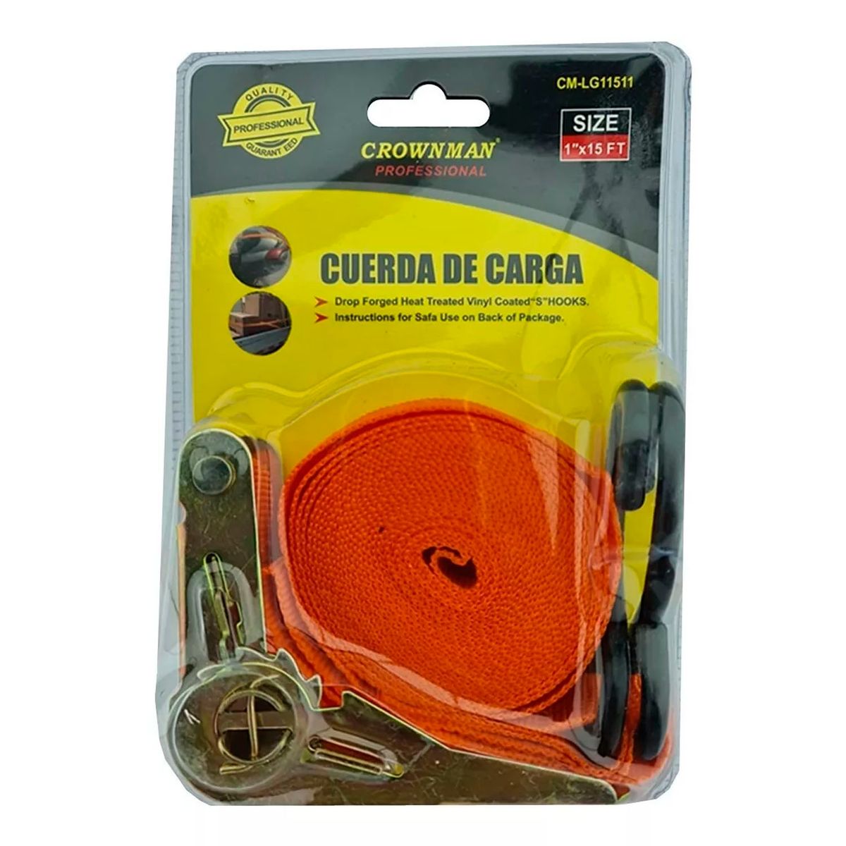 GENERICO - Eslinga Cinta Amarre Con Ratchet 1 Pulgada X 15 Ft Crownman