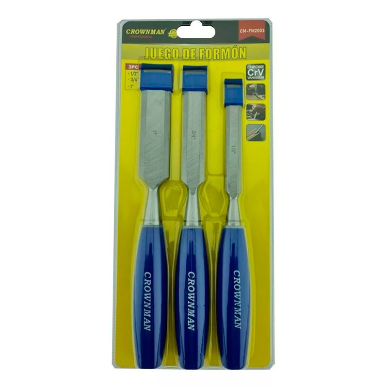 GENERICO - Kit Set Juego De Cinceles Formon Madera 3 Piezas Crownman