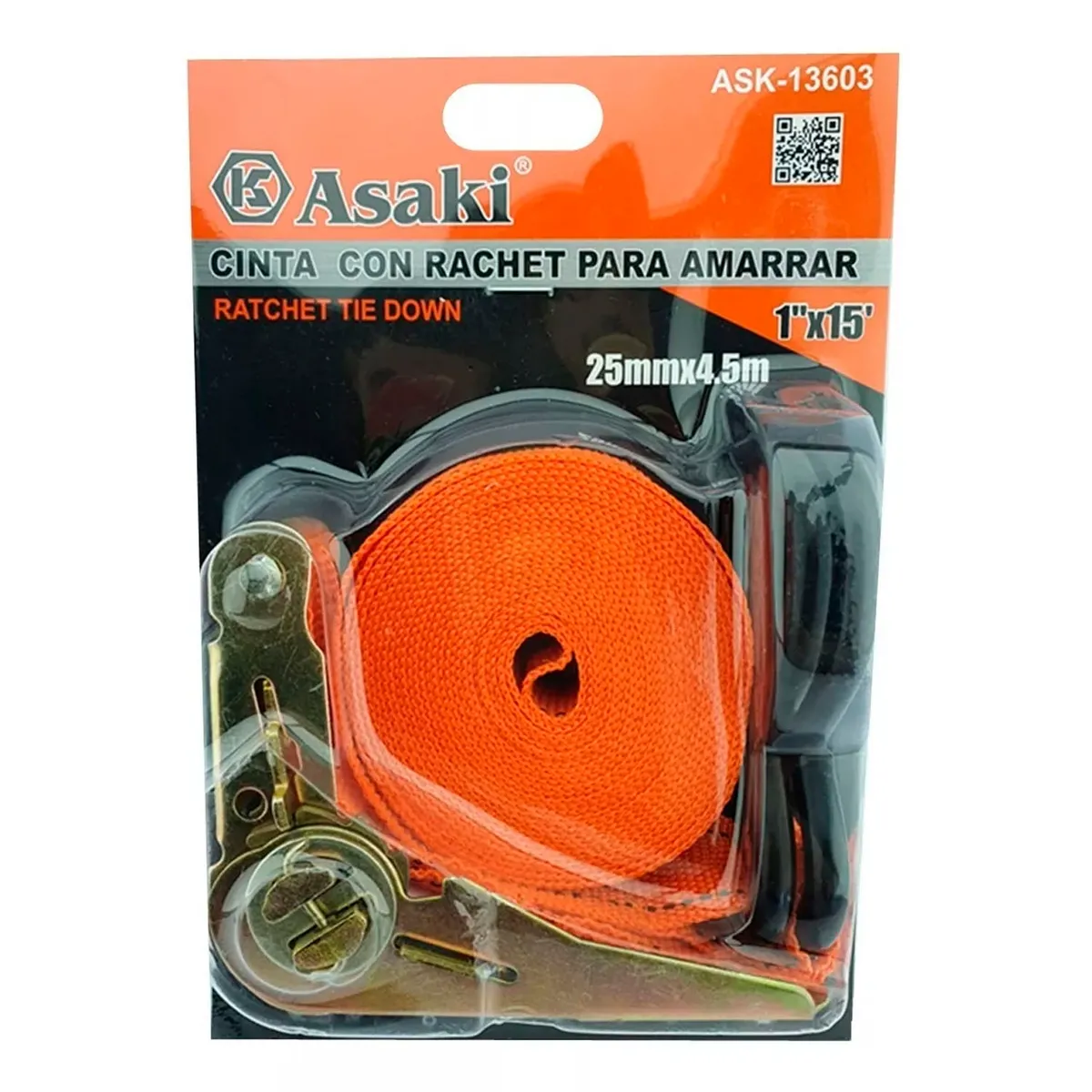 GENERICO - Eslinga Cinta Amarre Con Ratchet 1 Pulgada X 15 Ft Asaki