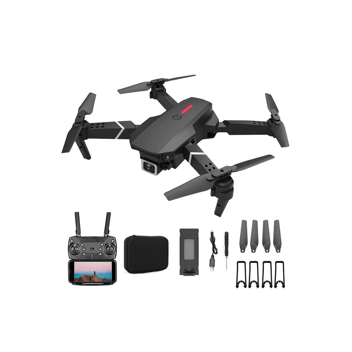 KOLKE - Drone con Cámara Dual HD E88 Wifi 3 Baterías y Protectores KOLKE