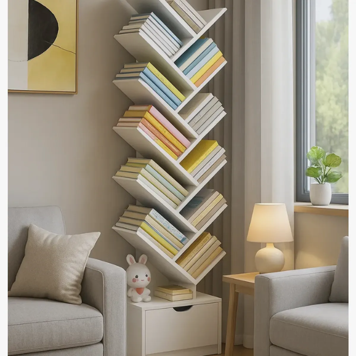 HOMER DESIGN - Biblioteca Librero De Arbol Organizador De Libros Alto 147cm