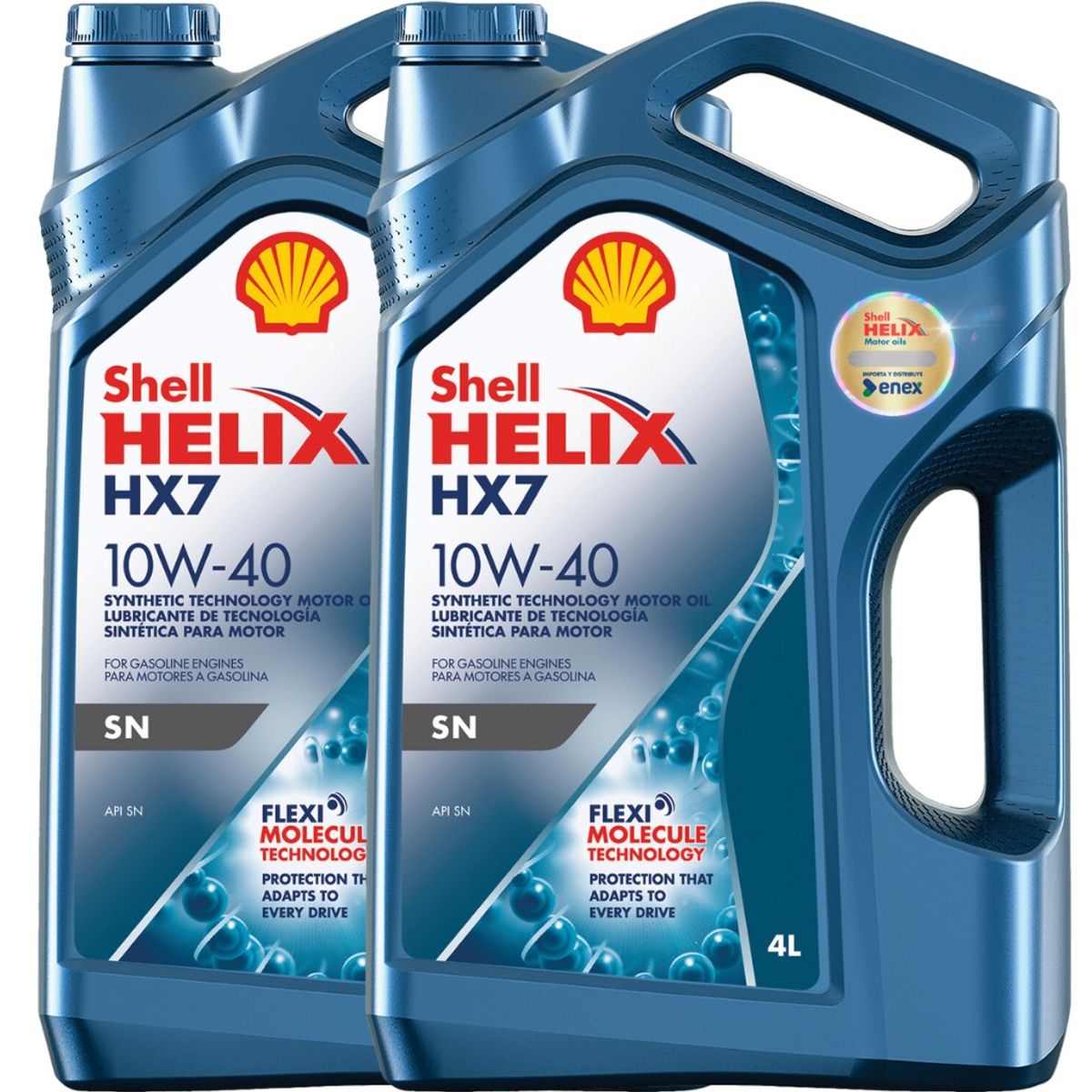 SHELL - Aceite para Motor 10w40 Shell helix HX7 SP 4 Litros x 2 Unidades