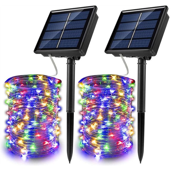 GENERICO - Pack x2 Luces 300 led 32 Metros hadas solares exterior MULTICOLOR