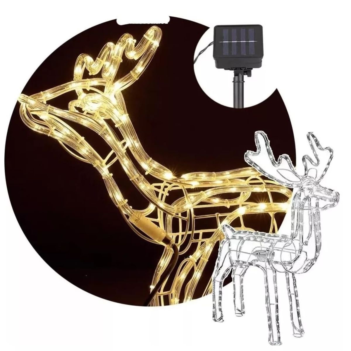 GENERICO - Reno Navideño Luz Led Solar Decorativo 120cm calido