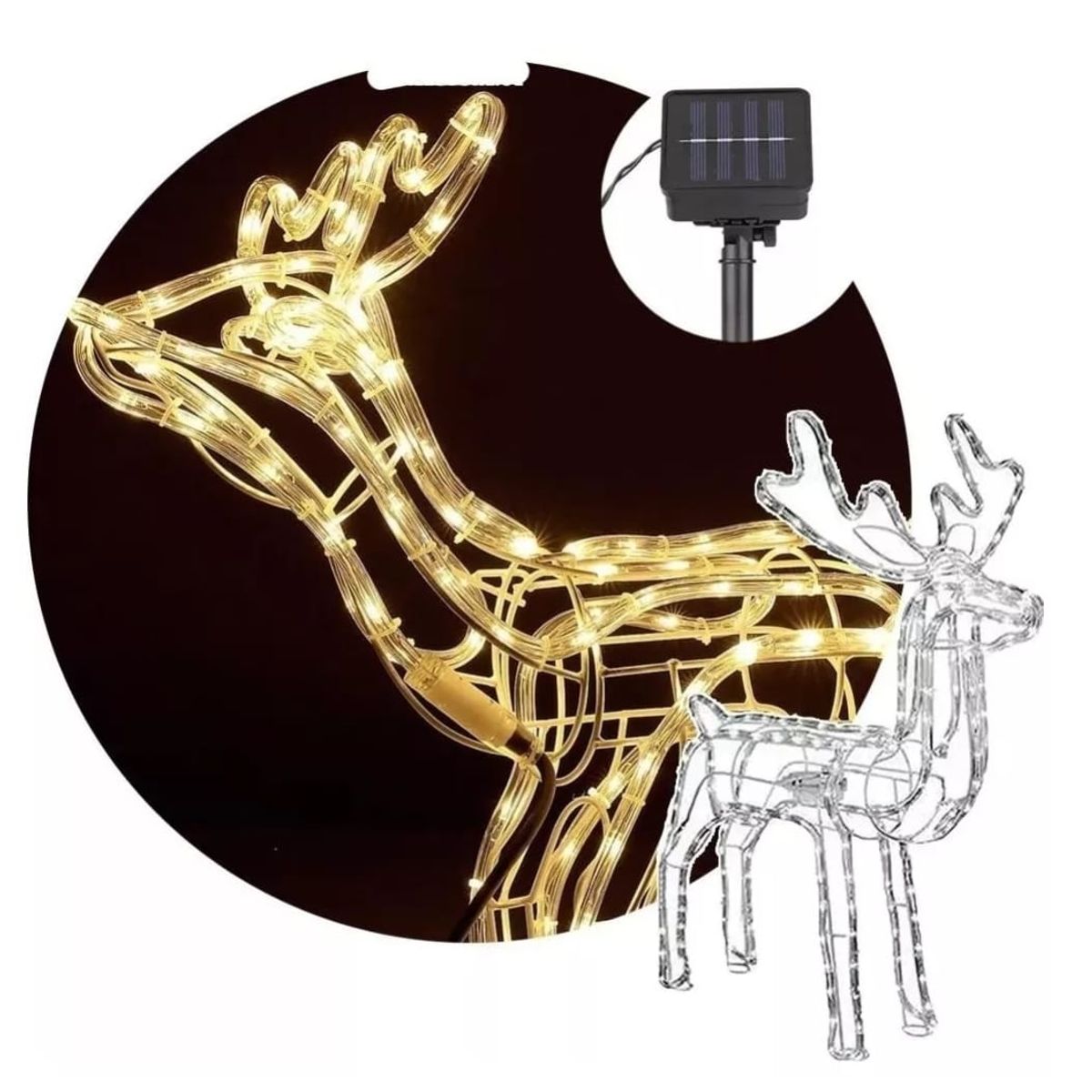 GENERICO - Reno Navideño Luz Led Solar Decorativo 120cm calido