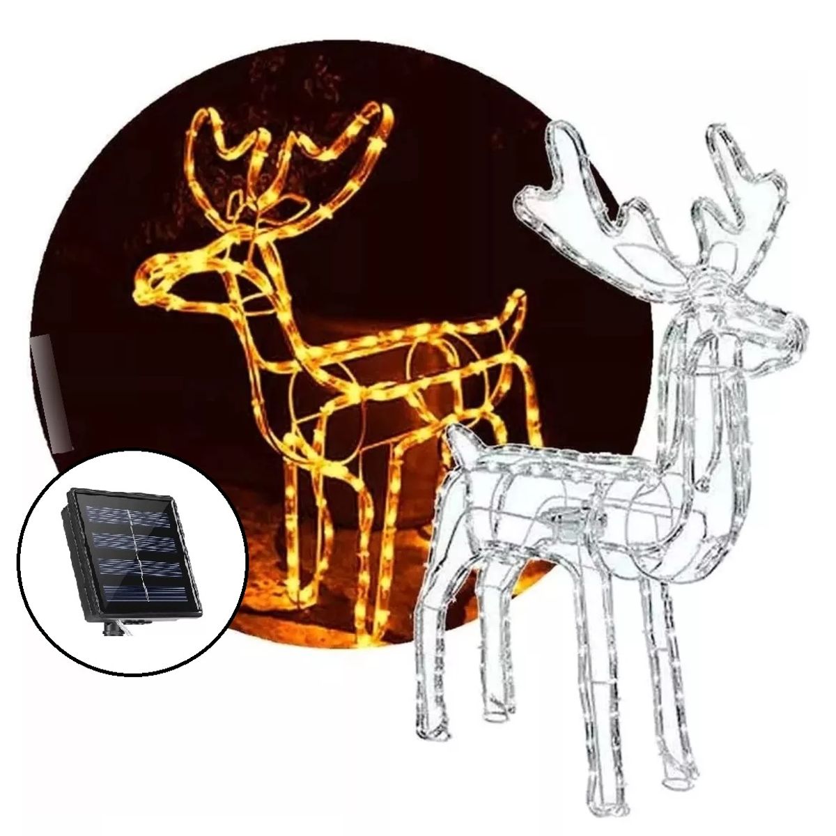 GENERICO - Reno Navideño Luz Led Solar Decorativo 120cm calido