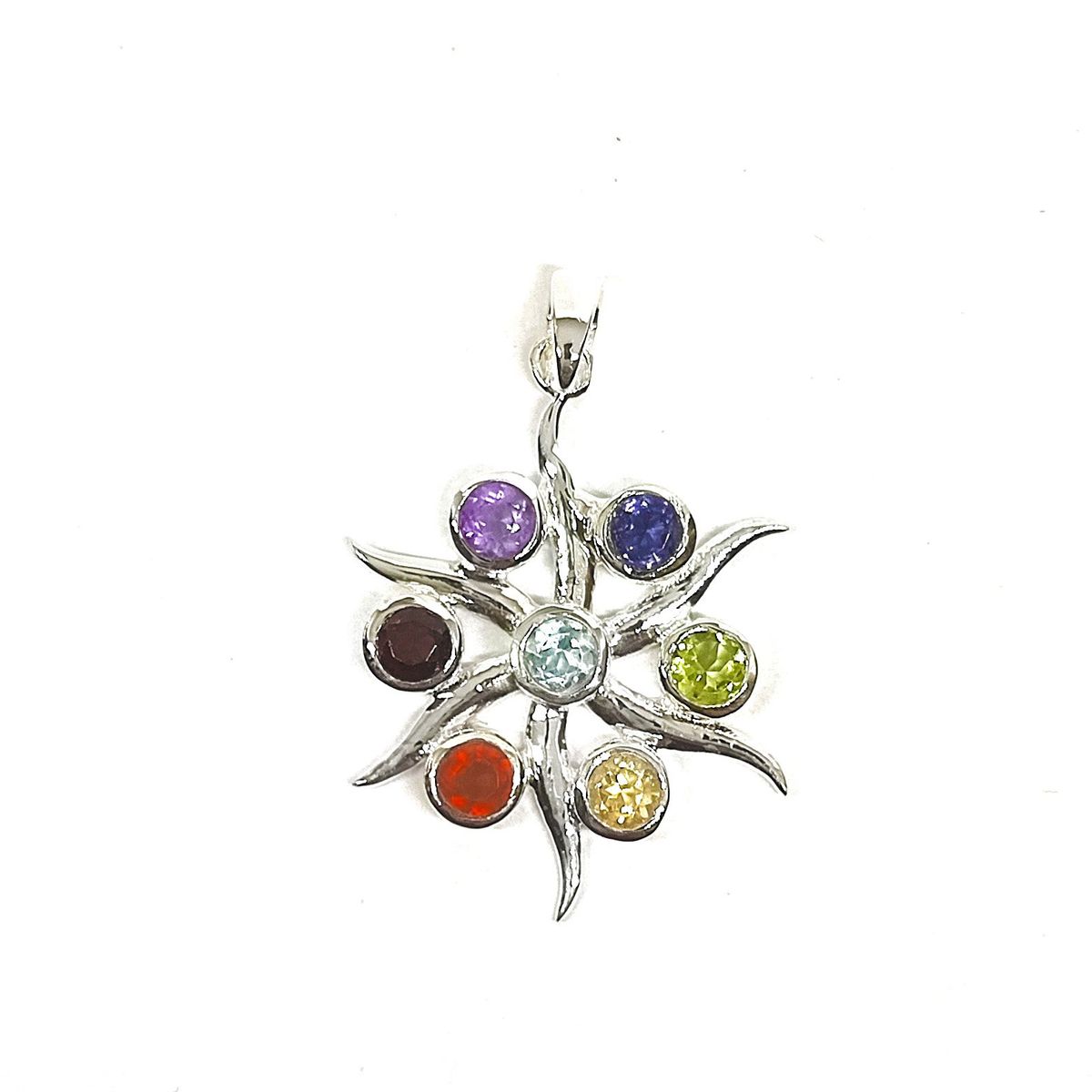ANDREA COGGIOLA JOYAS - Colgante 7 chakras piedras naturales plata fina 925