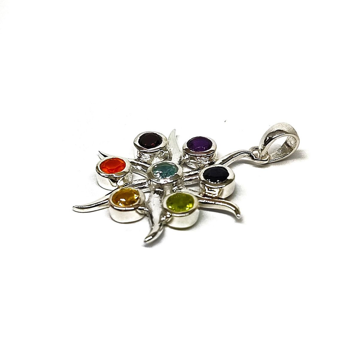 ANDREA COGGIOLA JOYAS - Colgante 7 chakras piedras naturales plata fina 925
