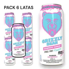 GRIZZLY - Pack 6 Energetica Bear - Cherry - 200mg cafeína - 473ml c/u