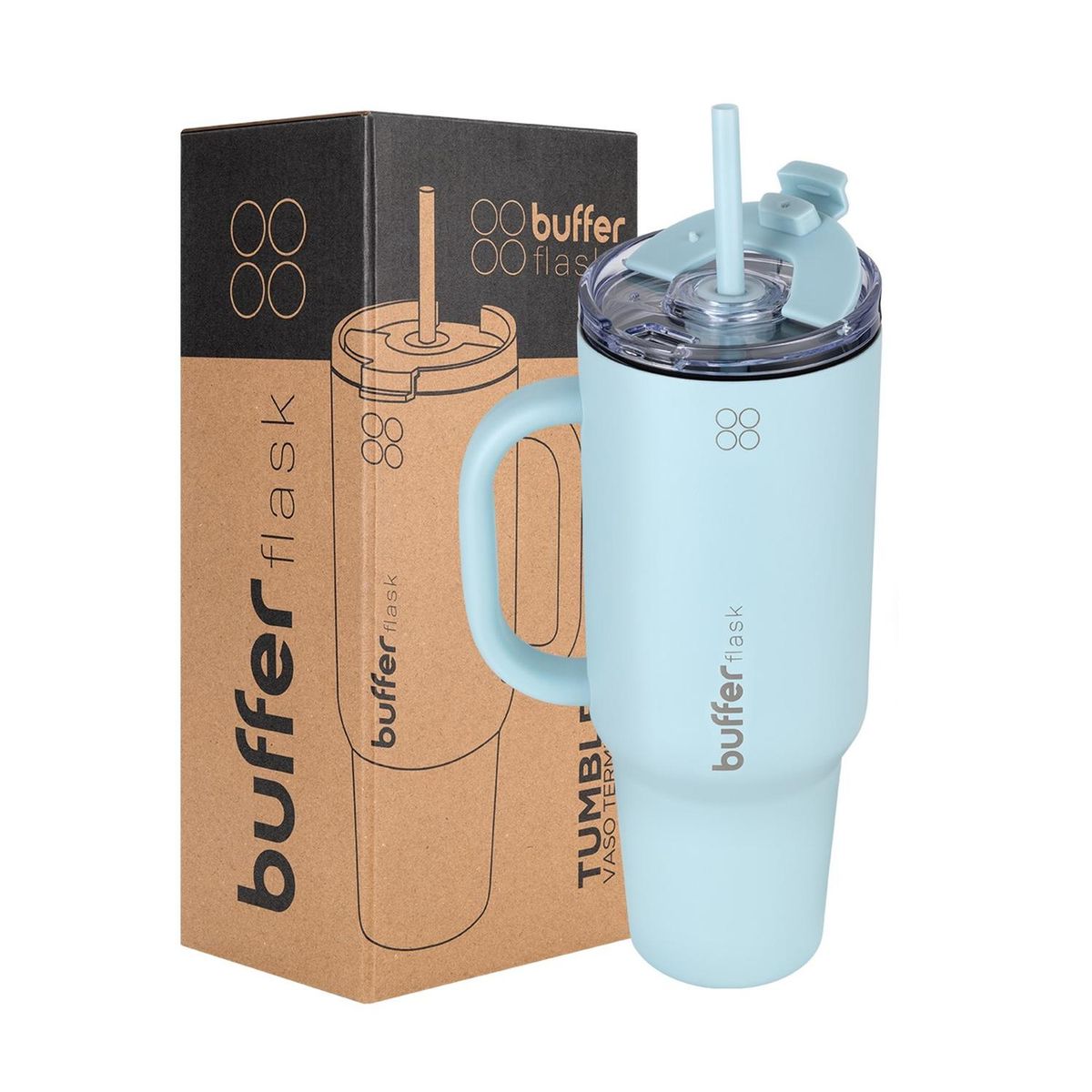 BUFFER FLASK - Vaso Termico Mug Buffer 1,2 Lt  Inox Frio  Calor - Celeste