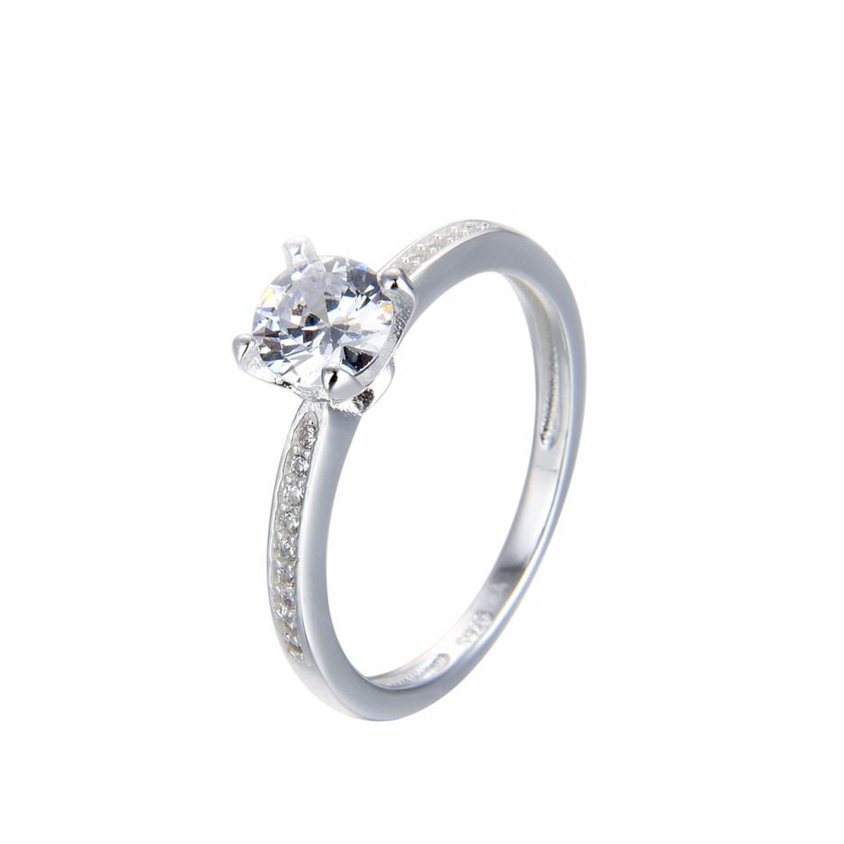 COGGIOLA - Anillo Solitario Circón Blanco Plata Fina 925