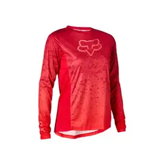 FOX - Polera Bicicleta Mujer Defend Lunar Manga Larga Rojo
