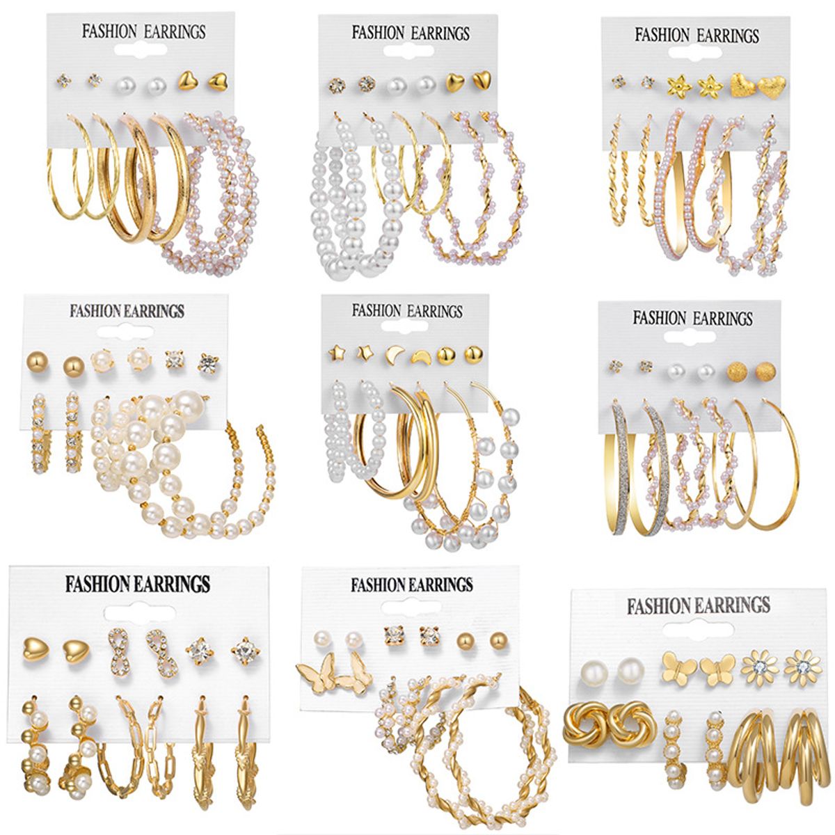 VATYERTY - 54 pares de pendientes doradas de perlas