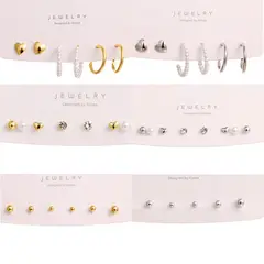 VATYERTY - 18 pares de Orejeras metálicas geométricas para mujeres