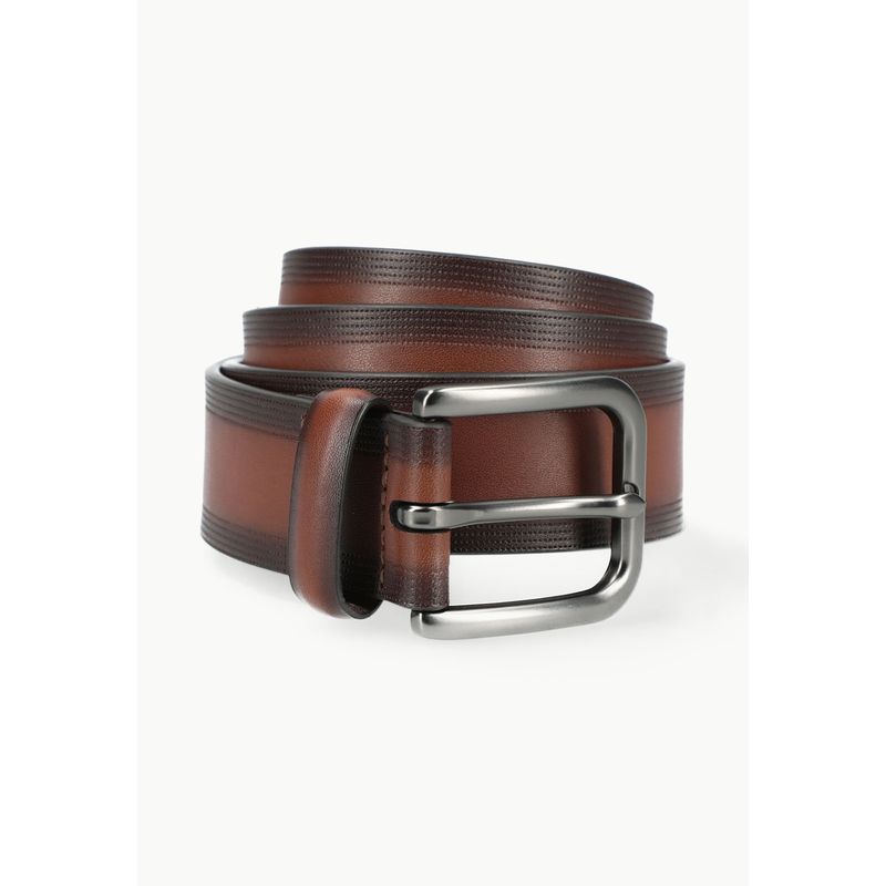 PERRY ELLIS - Cinturon Casual Frente Cuero Cognac