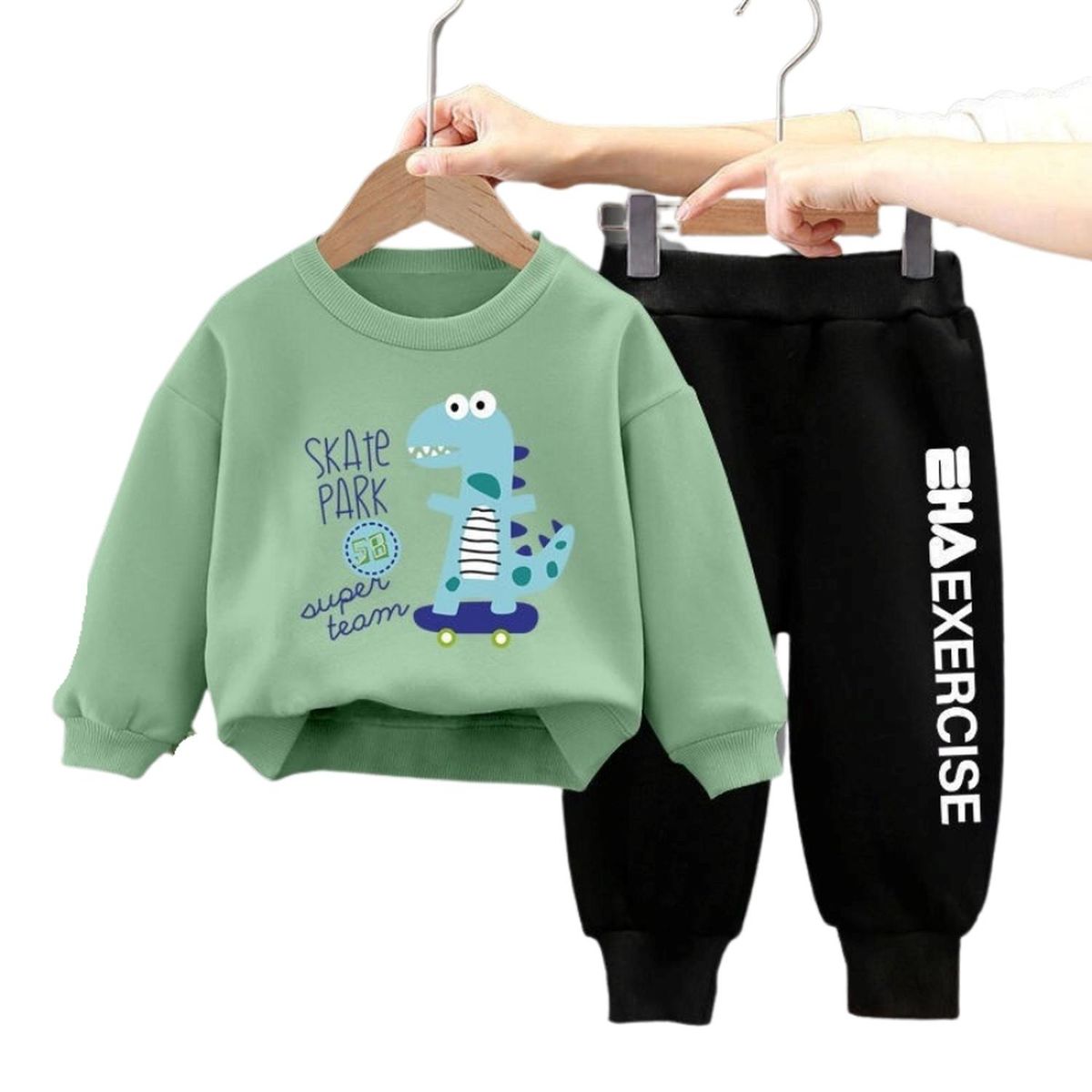 KIVARA - Buzo Niño Infantil Algodón 2 piezas Poleron Verde - Verde