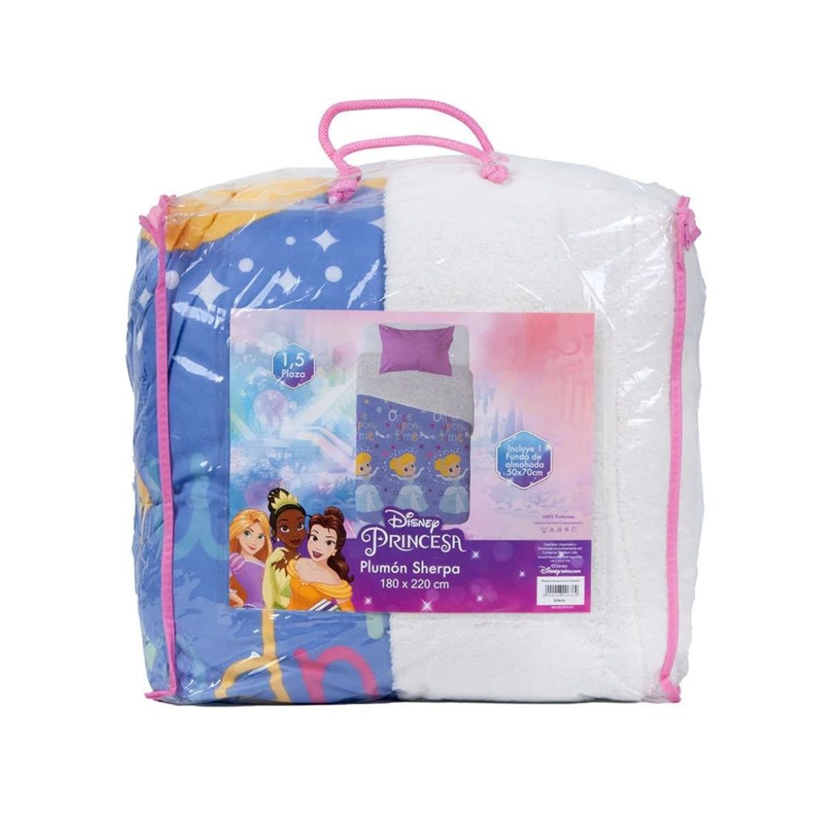GENERICO - Cubrecama Sherpa Infantil 1.5 Plazas - Princess