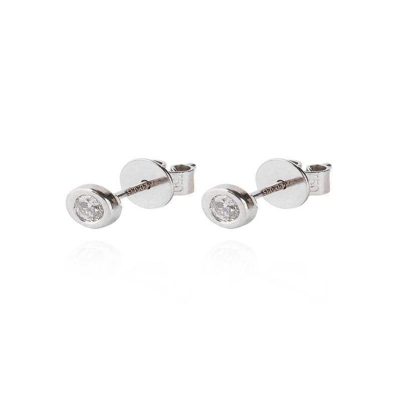 JB JOYAS BARON - Aros de Oro 18kt con Diamantes Punto de Luz 15pts total SI/H