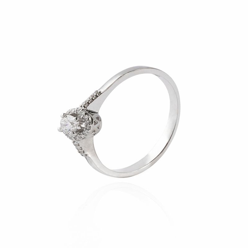 JB JOYAS BARON - Anillo Compromiso Oro Blanco 18kt Diamantes 20 Pts