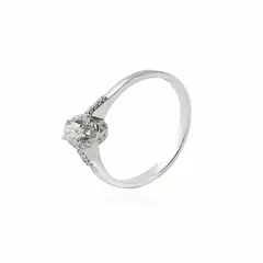 JB JOYAS BARON - Anillo Compromiso Oro Blanco 18kt Diamantes 20 Pts