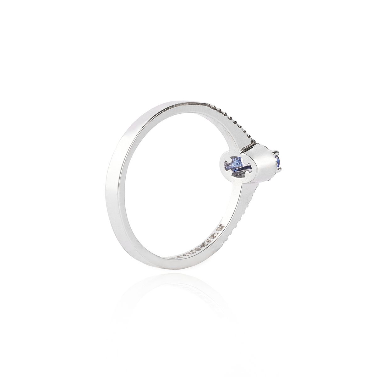 JB JOYAS BARON - Anillo de Oro 18kt Diamantes 13pts Corte Brillante Con Zafiro de 19pts