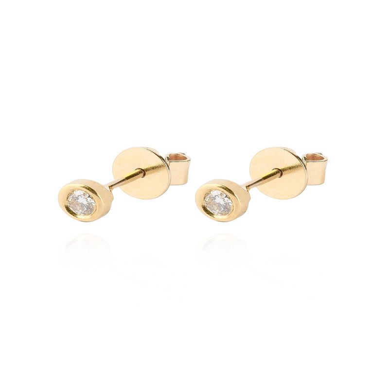 JB JOYAS BARON - Aros de Oro 18kt con Diamantes Punto de Luz 12pts total SI/H