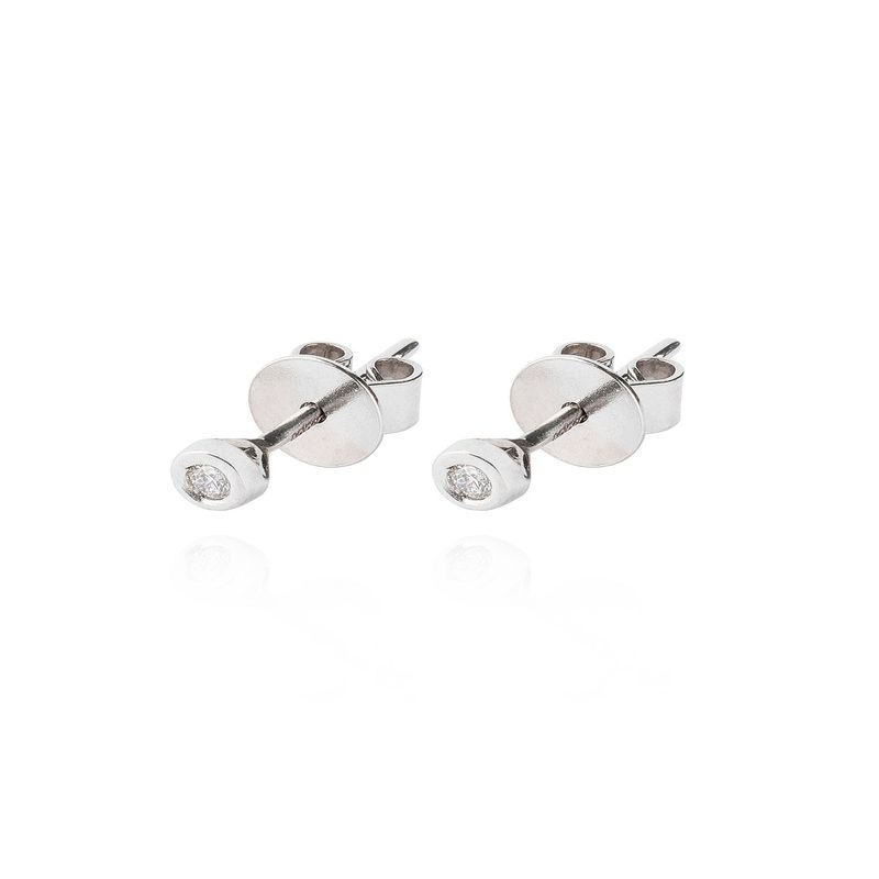 JB JOYAS BARON - Aros Oro Blanco 18kt Diamantes Punto de Luz  4pts total SI/H