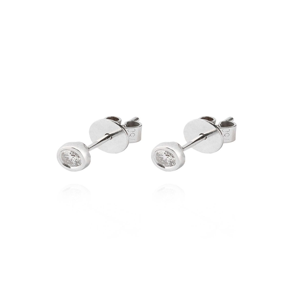 JB JOYAS BARON - Aros Oro Blanco 18kt Diamantes Punto de Luz 12pts  SI/H