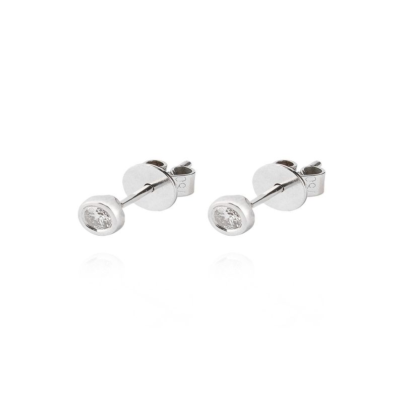 JB JOYAS BARON - Aros Oro Blanco 18kt Diamantes Punto de Luz 12pts  SI/H