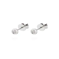 JB JOYAS BARON - Aros Oro Blanco 18kt Diamantes Punto de Luz 12pts SI/H