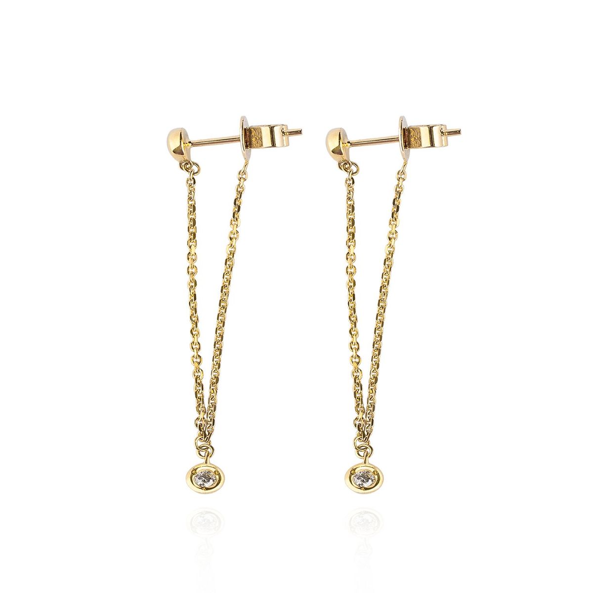 JB JOYAS BARON - Aros de Oro 18kt con Diamantes Cadena 6pts  total SI/H