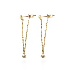 JB JOYAS BARON - Aros de Oro 18kt con Diamantes Cadena 6pts total SI/H