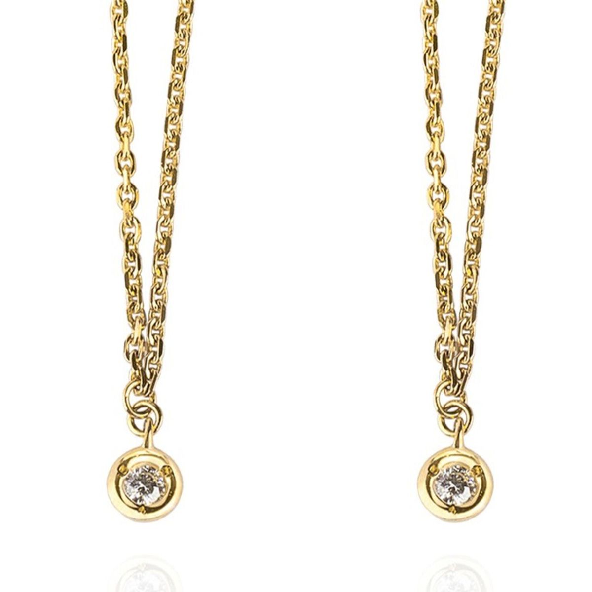 JB JOYAS BARON - Aros de Oro 18kt con Diamantes Cadena 6pts  total SI/H
