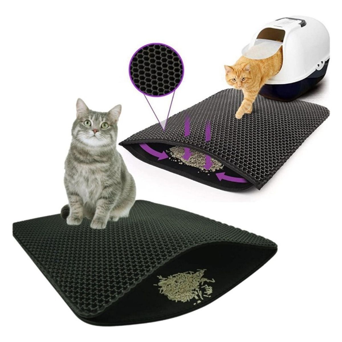 U BUY - Alfombra Para Atrapar Arena De Gatos Tapete Arenero Mascotas