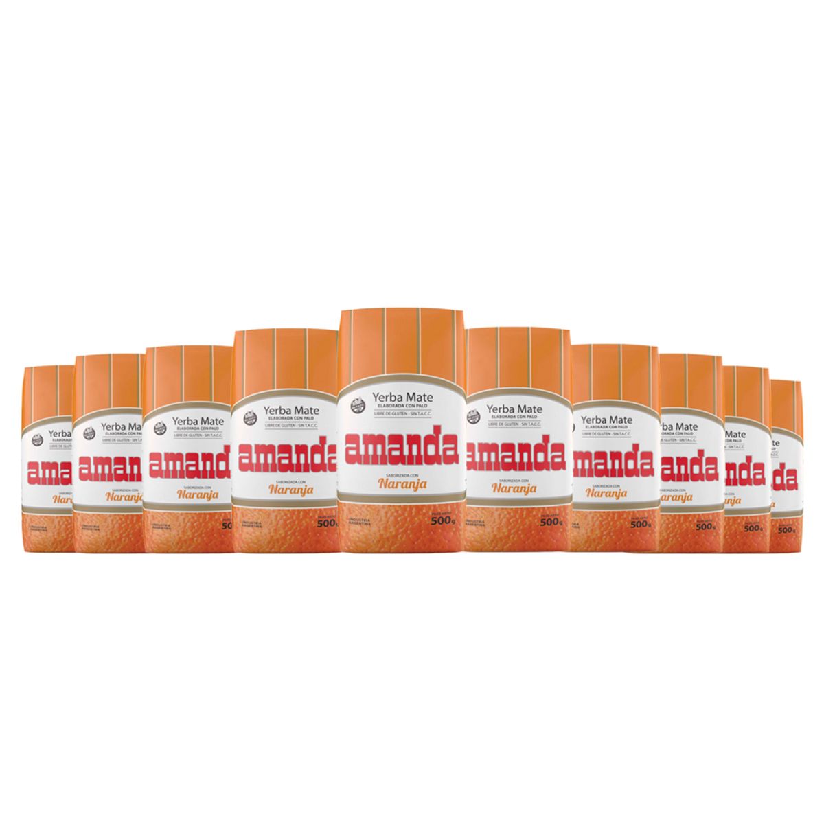 AMANDA - Pack 10 Yerba Mate Amanda sabor naranja 500gr