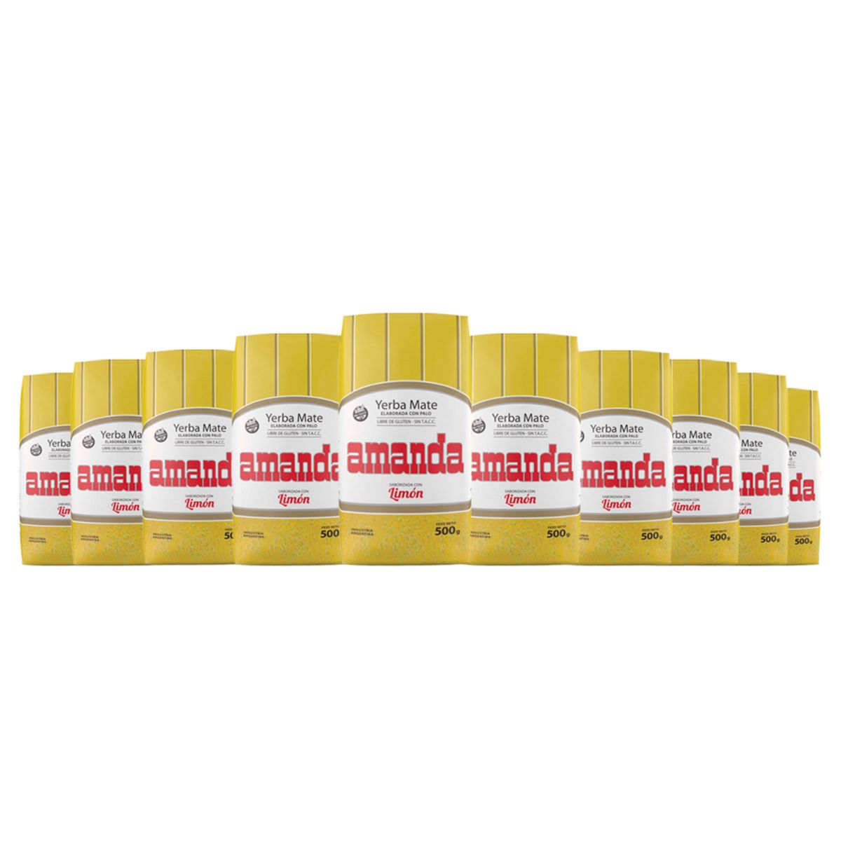 AMANDA - Pack 10 Yerba Mate Amanda sabor limón 500gr