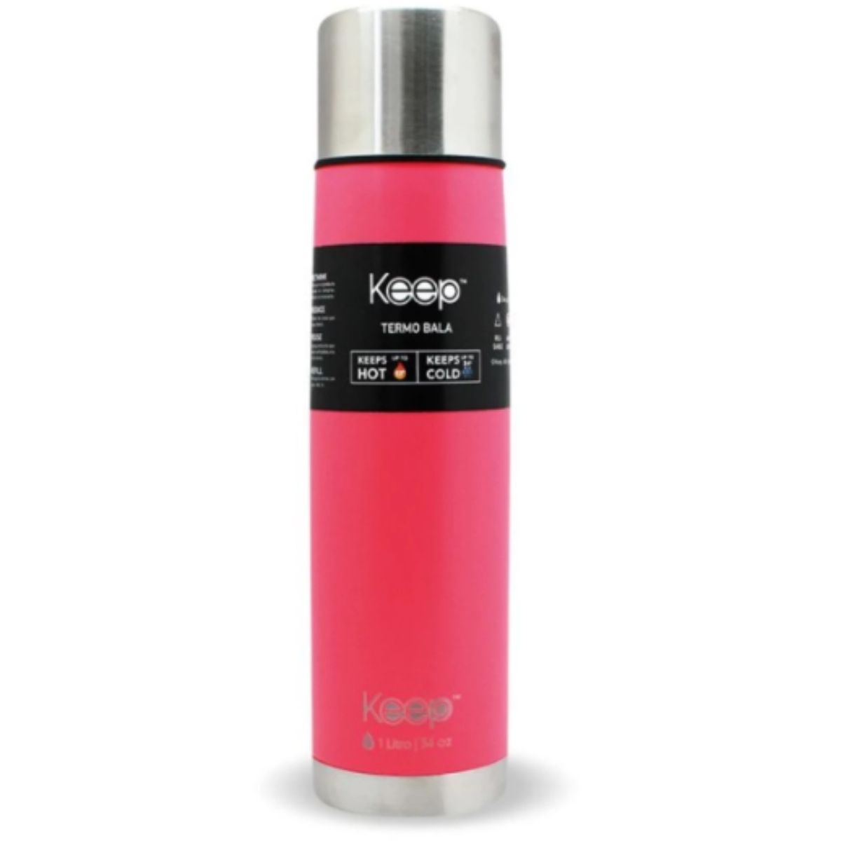 KEEP - TERMO BALA 1,0 LITROS RUBBER KEEP ROSADO