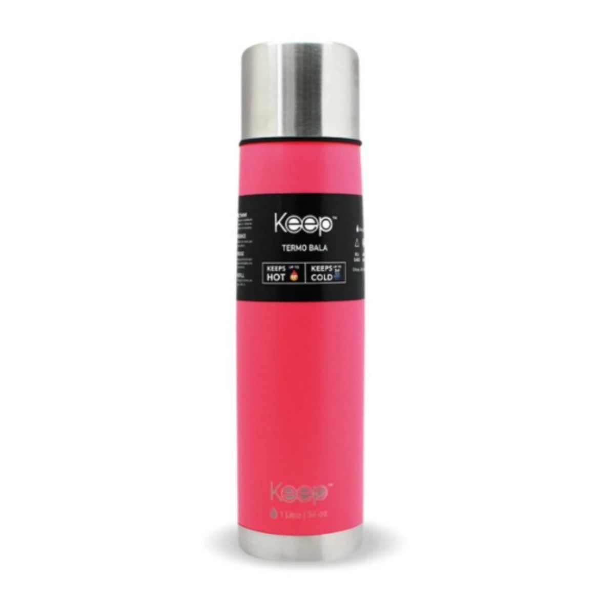 KEEP - TERMO BALA 1,0 LITROS RUBBER KEEP ROSADO