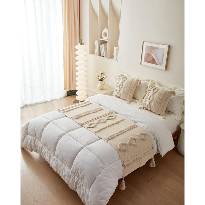 GENERICO - Piecera de nordica color crema más dos fundas de cojín - 210 x 70 cm