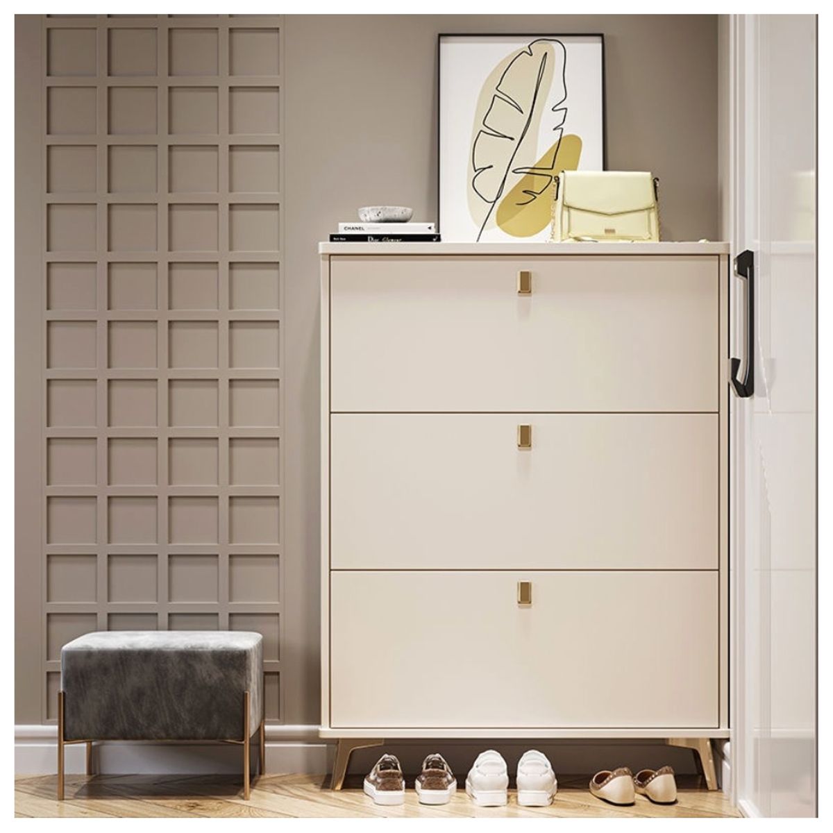 HOMER DESIGN - Zapatero Organizador Estante Zapato Hall Armario 118x100x17cm blanco