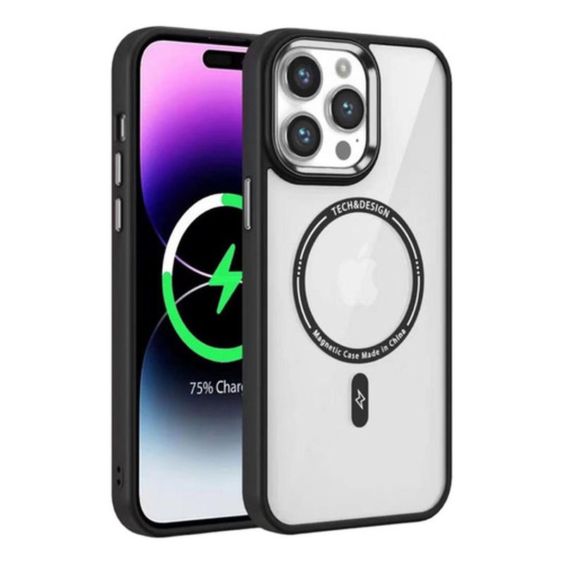 GENERICO - Carcasa Magnetica Tpu Negra Para iPhone 15 - Negro - Negro