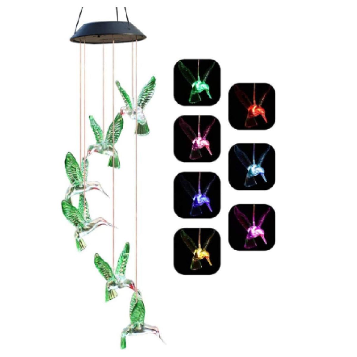 GENERICO - Campana De Viento Luz Led Solar Colibri