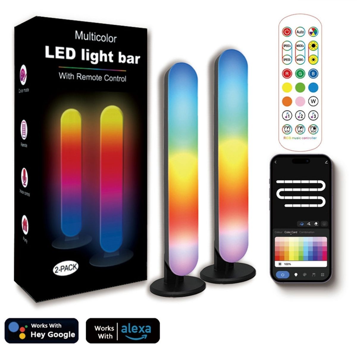 KUANGYE - Lampara Luz Led Rgb Decorativa Musical Inteligente Wifi  Bt