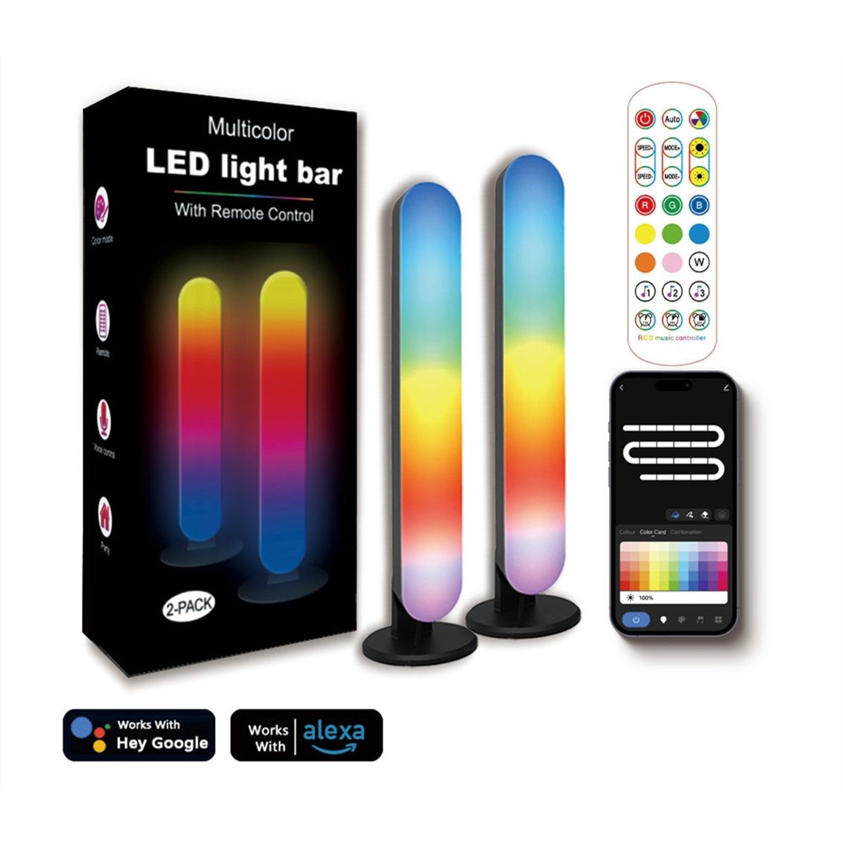 KUANGYE - Lampara Luz Led Rgb Decorativa Musical Inteligente Wifi  Bt